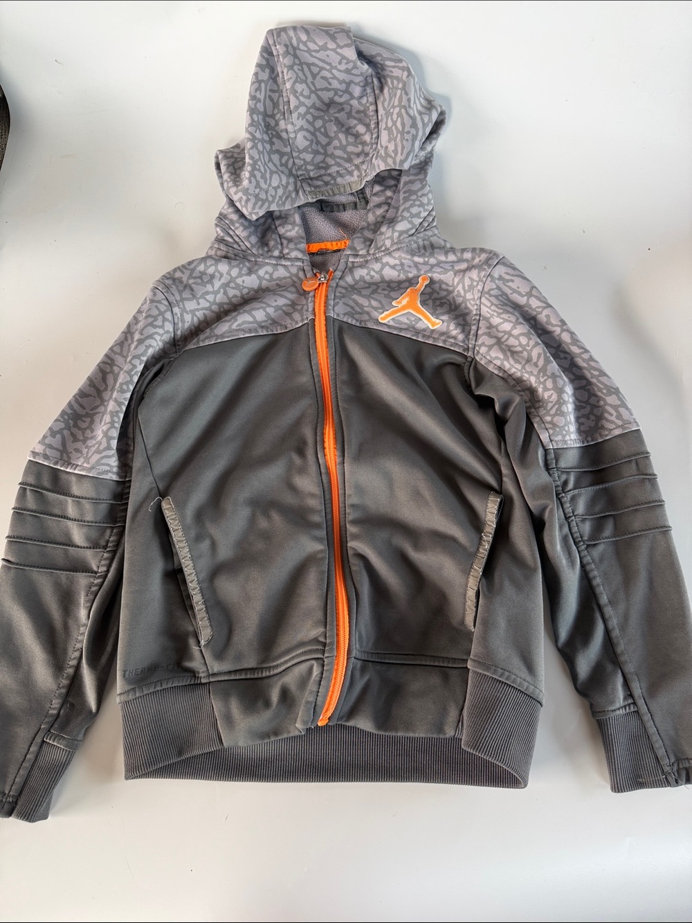 Jordan Gray & Orange Youth Hooded Zip Jacket